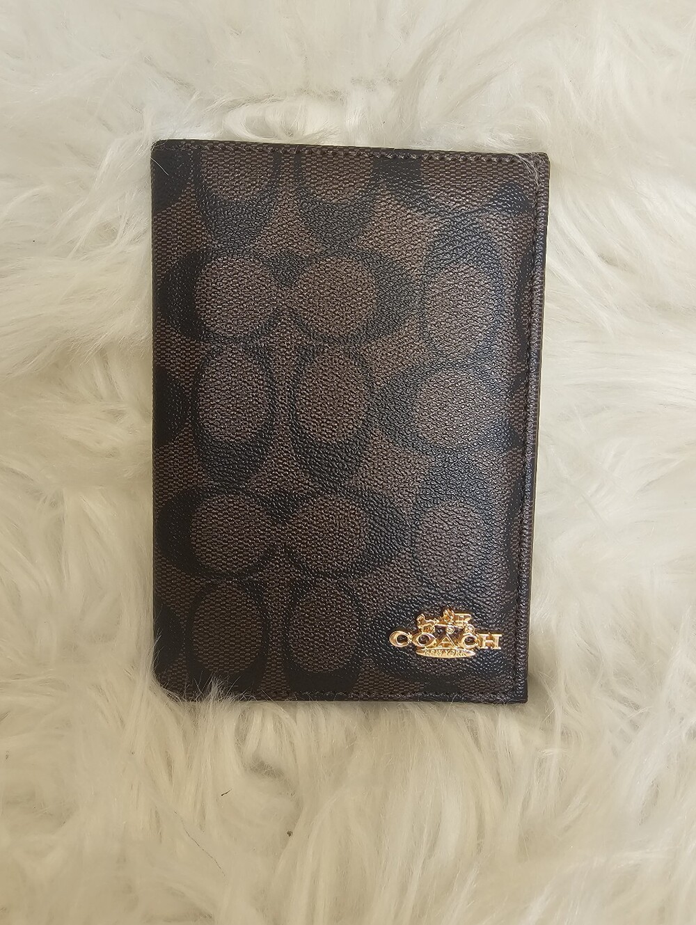 Brown Passport Wallet with Gold Logo